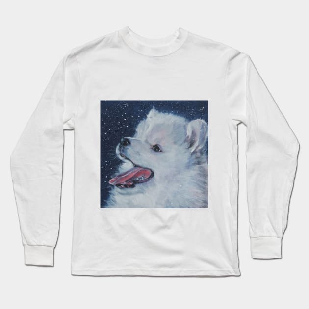 samoyed Fine Art Painting Long Sleeve T-Shirt by LASHEPARD